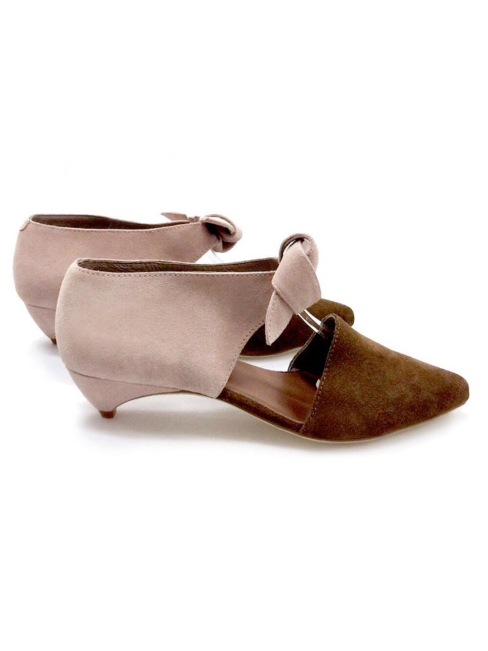 New Genuine Suede Leather Low Kitten Heel L'Orsay Pumps NYC Designer Handmade
